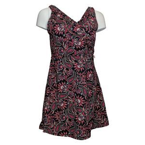 Lands' End Women's Swimsuit Sz 8 Surplice Swim Dress Black A568243